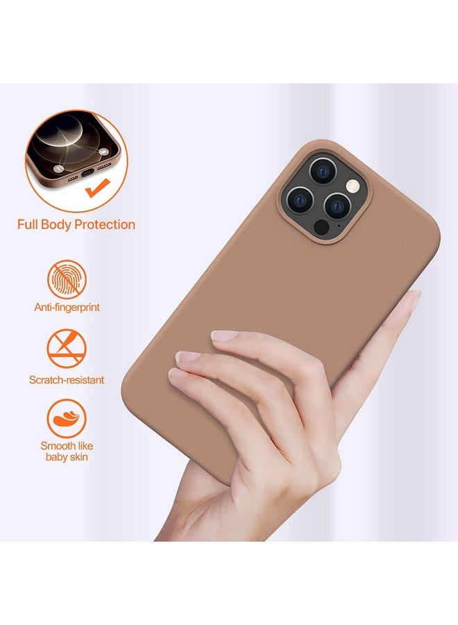 ميراكيس جراب Miracase متوافق مع iPhone 12 Pro Max، [بطانة ناعمة من الألياف الدقيقة مضادة للخدش]، جراب سيليكون سائل من المطاط الجل المقاوم للصدمات والسقوط لهاتف 12 Pro Max (شوكولاتة) - Image 3