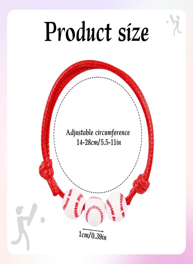 PEUTIER 20pcs Baseball Bracelets, Adjustable Baseball Beads Bracelet Sports Theme Inspirational Charm Wristbands Team Gifts for Boys Kids Adults Party Favors, Medium - Image 2