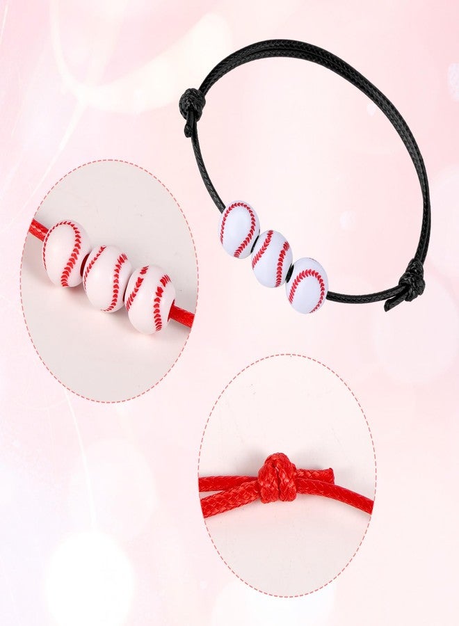 PEUTIER 20pcs Baseball Bracelets, Adjustable Baseball Beads Bracelet Sports Theme Inspirational Charm Wristbands Team Gifts for Boys Kids Adults Party Favors, Medium - Image 3