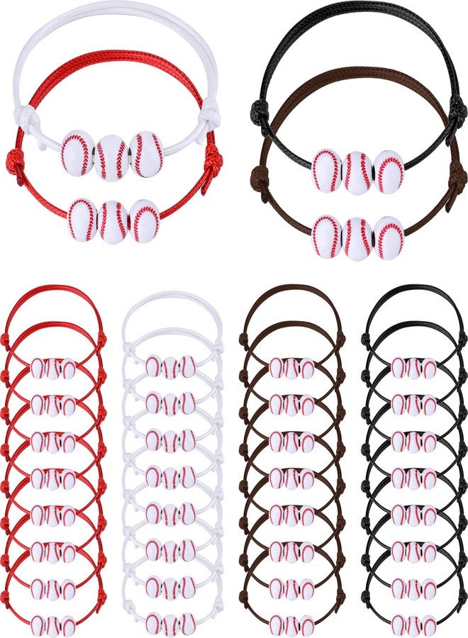 PEUTIER 20pcs Baseball Bracelets, Adjustable Baseball Beads Bracelet Sports Theme Inspirational Charm Wristbands Team Gifts for Boys Kids Adults Party Favors, Medium - Image 1