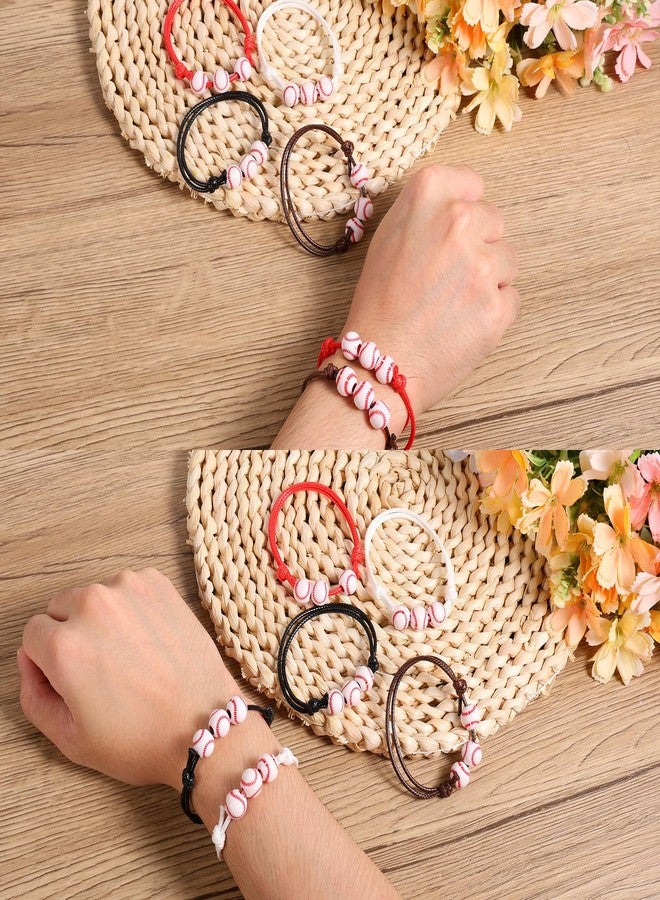 PEUTIER 20pcs Baseball Bracelets, Adjustable Baseball Beads Bracelet Sports Theme Inspirational Charm Wristbands Team Gifts for Boys Kids Adults Party Favors, Medium - Image 4