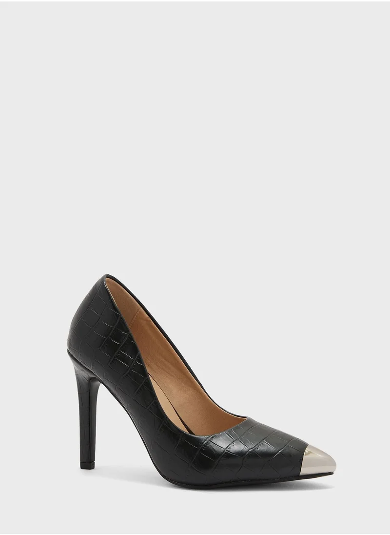 ELLA Croc Effect Pump With Toecap