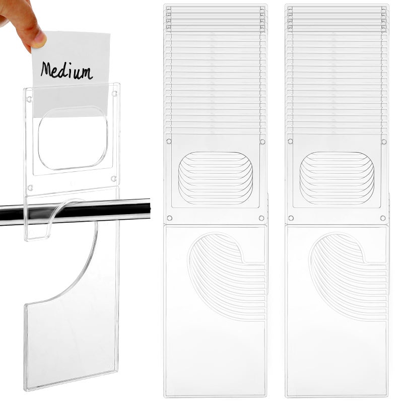 Kathfly 10 Pack Clothing Rack Size Dividers Plastic Closet Dividers for Hanging Clothes Transparent Rectangle Clothes Rack Size Label Hangers for Department Wardrobe Stores Organization