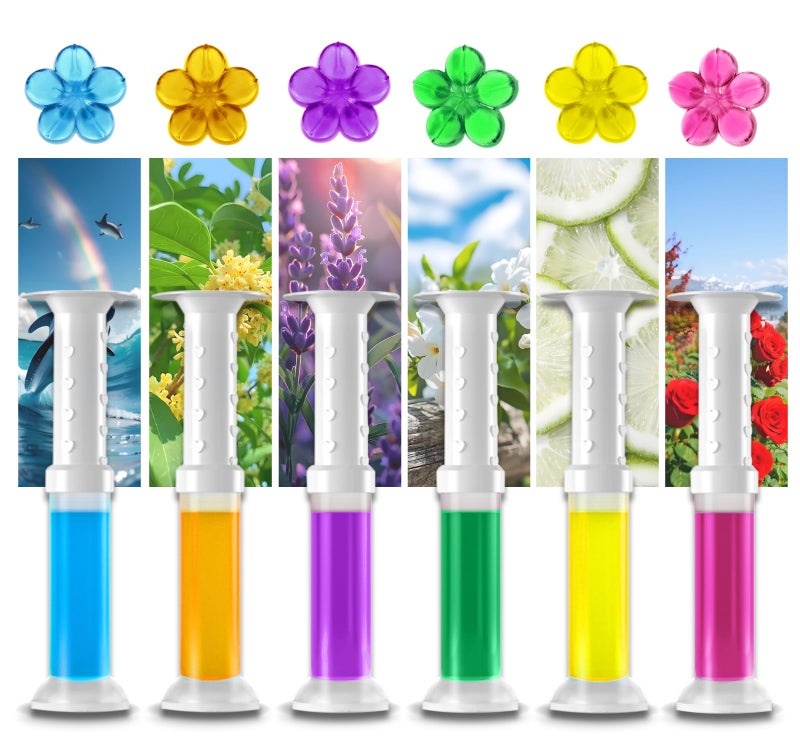EKE Toilet Gel, Toilet Stain Removal Cleaning Air Freshener, 72 Flower Stamps, Pack of 6 Scents - Image 1