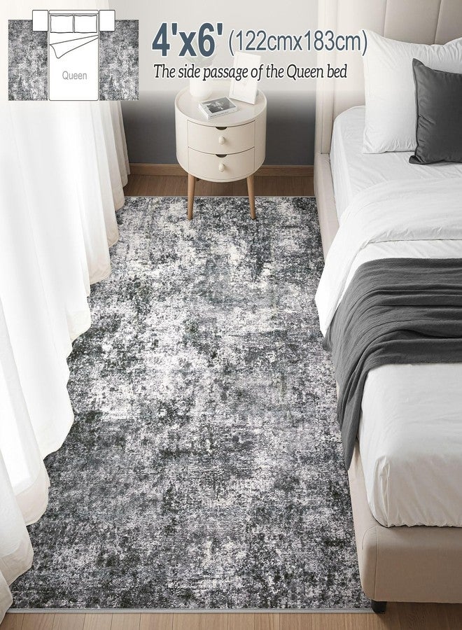 DMOYEST Area Rug Living Room Rugs - 4x6 Large Soft Indoor Neutral Modern Abstract Low Pile Washable Rug Carpet for Bedroom Dining Room Farmhouse Home Office - Grey - Image 2