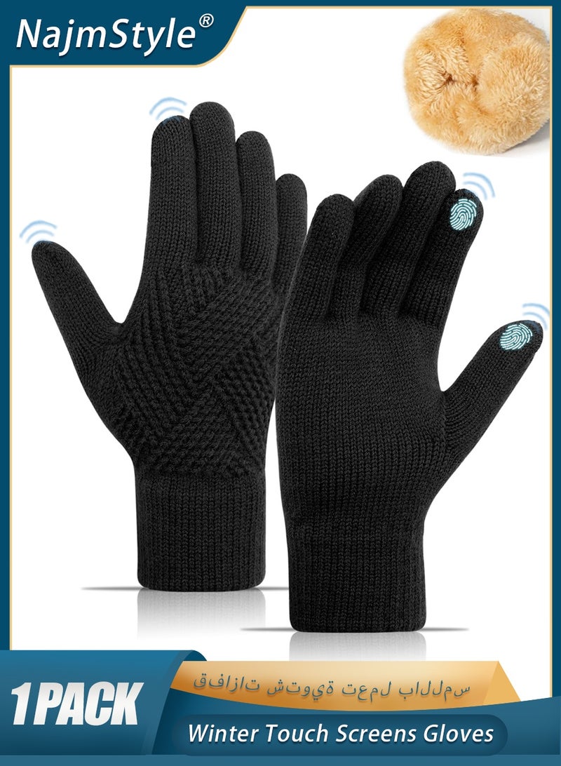 NajmStyle Winter Gloves Men Women Touch Screen Glove Knit Thickened Lined Thermal Glove,Cold Weather Warm Gloves for Hiking camping skiing travel - Image 1
