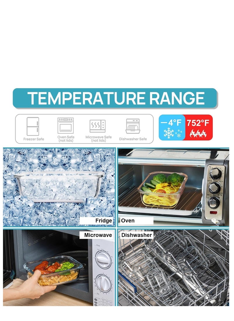 TYCOM Glass Meal Prep Containers (3 pcs Round) - Glass Food Storage Containers with Lids, Glass Lunch Box, Portion Control, Airtight, Glass Bento Box Lunch Containers- 3P Round Blue  - Image 3
