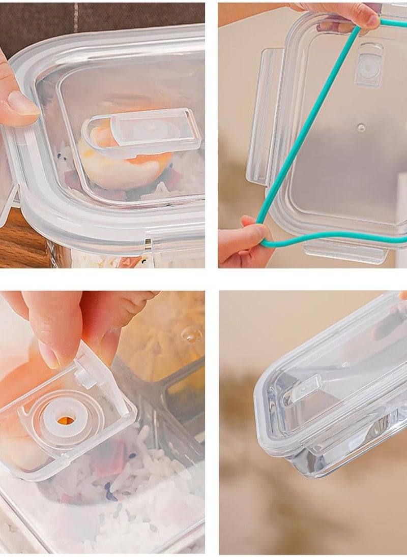 TYCOM Glass Meal Prep Containers (3 pcs Round) - Glass Food Storage Containers with Lids, Glass Lunch Box, Portion Control, Airtight, Glass Bento Box Lunch Containers- 3P Round Blue  - Image 5