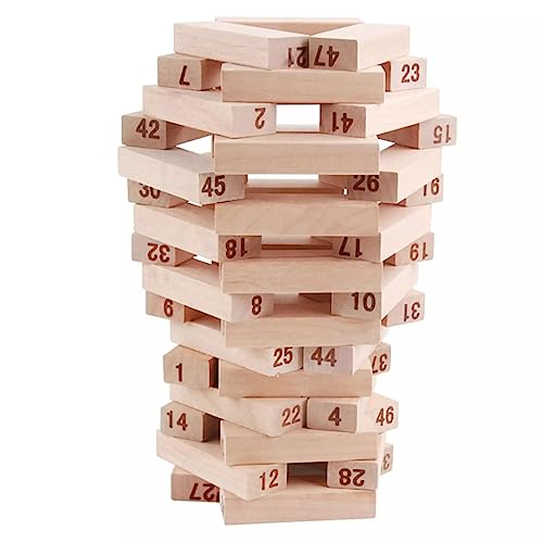 JB Export Wooden Blocks 54 Pcs Challenging Color Wooden Tumbling Tower, Toys with Dices Board Educational Puzzle Game (Multi Color) - Image 2