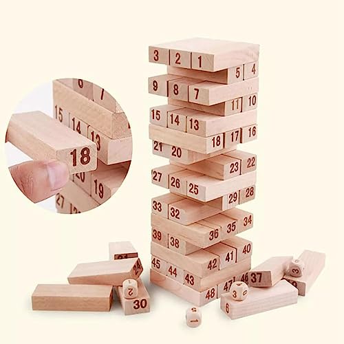 JB Export Wooden Blocks 54 Pcs Challenging Color Wooden Tumbling Tower, Toys with Dices Board Educational Puzzle Game (Multi Color) - Image 3