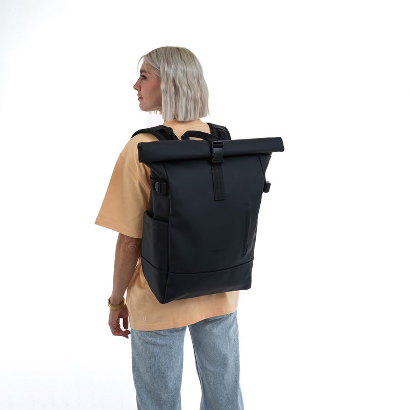 JOHNNY URBAN Johnny Urban Backpack Women & Men Black - Harvey Large - Casual Roll Top Laptop Rucksack Bag for Work Travel University - Sleek Series - Water Repellant  - Image 2