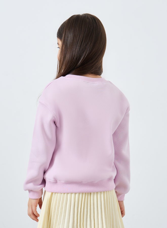 Styli Girls Lilac Heart Ruffle Detail Sweatshirt - Image 4