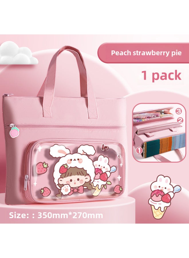Kaba Bear Pupil Cute Handheld Tram Bag A4 Children Cartoon Learning File Bag Supplies Stationery Tram Bag For Tram Bag - Image 1