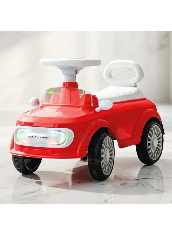 BAYBEE Mini Ride on Car for Kids with Music, Light & Parental Handle | Toddler Push Car Ride on Toys Car for Kids | Suitable for Babies to 1 to 3 Years Boys Girls Red - Image 1