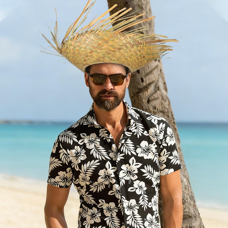 TENDYCOCO Beach Straw Hat for Women Lightweight Woven Bucket Hat 14X14 Inch Tropical Hawaiian Style Summer Fishing for Outdoor Parties - Image 5