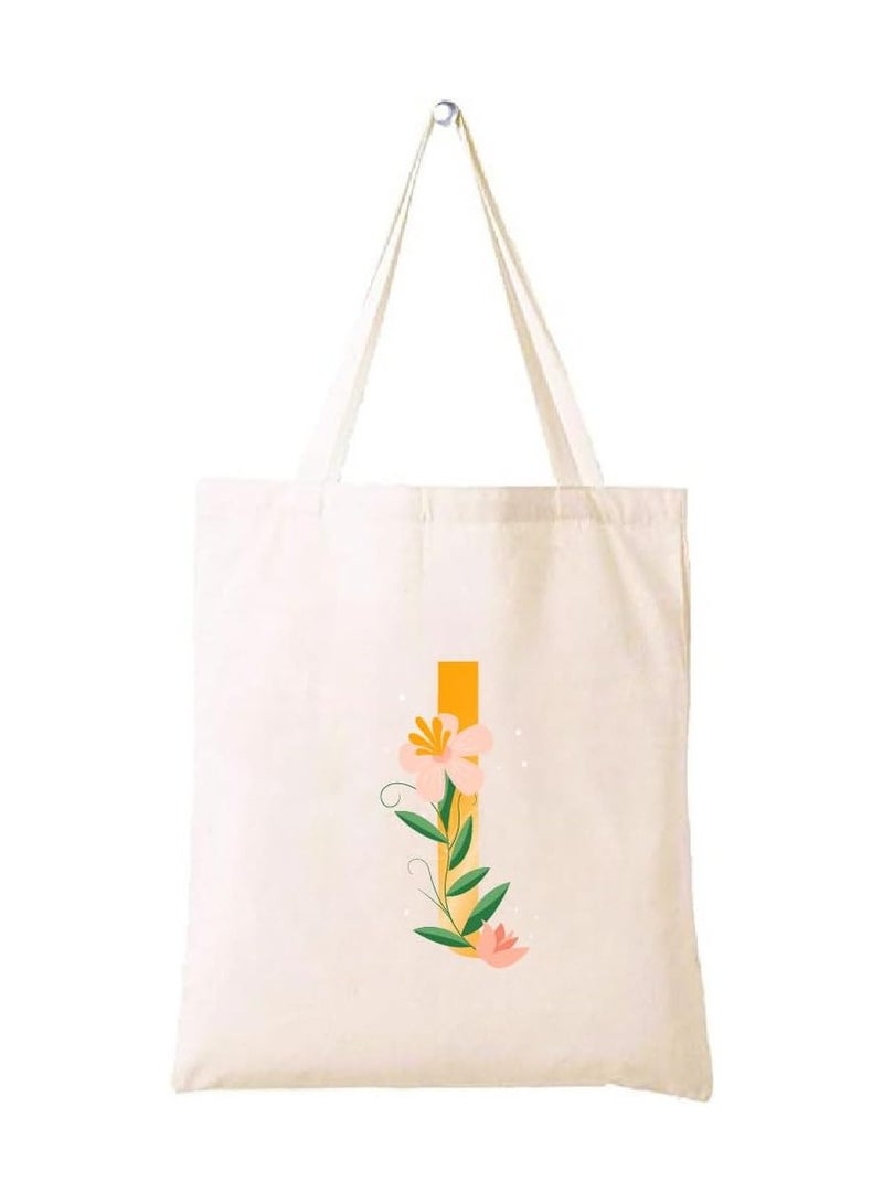PRINTSHOP4ME Initial Letters Printed Canvas Cotton Tote Bag For Women-Party Gift Idea And Cotton Gift Bag,Reusable Bag - Image 1
