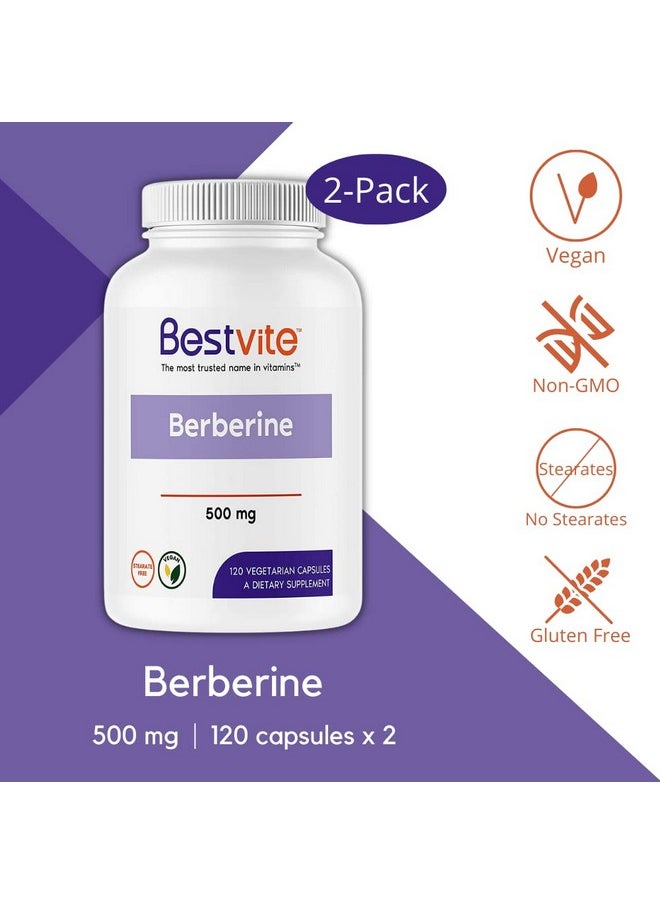 BESTVITE - Berberine 500Mg (240 Vegetarian Capsules) (2Pack) No Fillers No Stearates No Flow Agents Vegan Gluten Free Non Gmo - Image 1