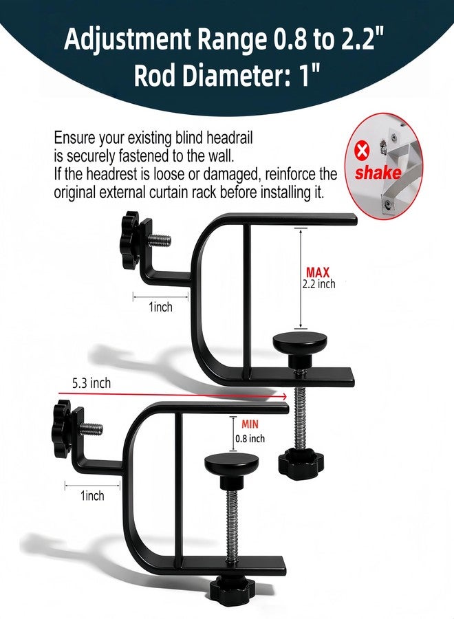 onneka Drill-Free Curtain Rod Bracket Set, 0.8-2.3 Inch Track, Tool-Free Installation with Guide and Magnetic Buckle - Black, 2PC (Black-4PCS) - Image 3