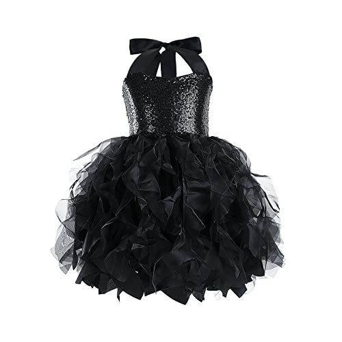 Suppromo Black Tutu Dress Girls Princess Birthday Party Dresses Black Sequin Tulle Fancy Fairy Dress for Little Girls Kids Formal Prom Sneaker Ball Gown Pageant Graduation Christmas Outfits 5-6T - Image 5