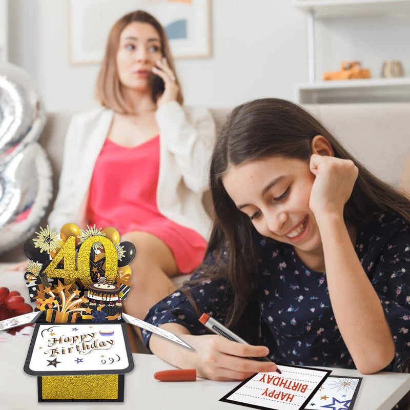 Asmallgf Happy 40Th Birthday Pop-Up Card For Mom Dad  Cool Splendid Forty Bday 3D Greeting Card For Husband Wife  Best 40 Year Old Birthday Gift Ideas For Men Women - Image 5
