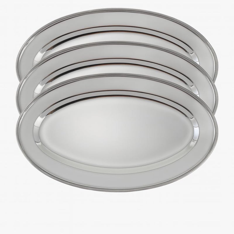 MN 3 Piece Stainless Steel Oval Serving Dish | Easy to Store & Durable & Dishwasher Safe | Stainless Steel Rice & Pasta Serving Dish | Serwais Oval Rice (40cm) - Image 1