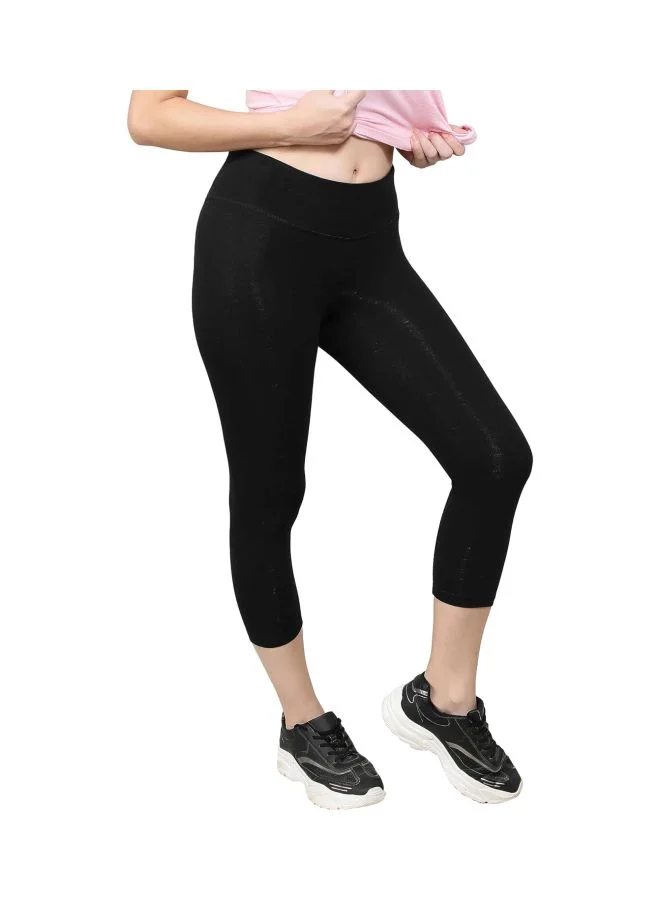 Jockey black 1391 Women Super Combed Cotton Elastane Stretch Slim Fit Capri with Ultra soft Waistband for Women | Best Price UAE
