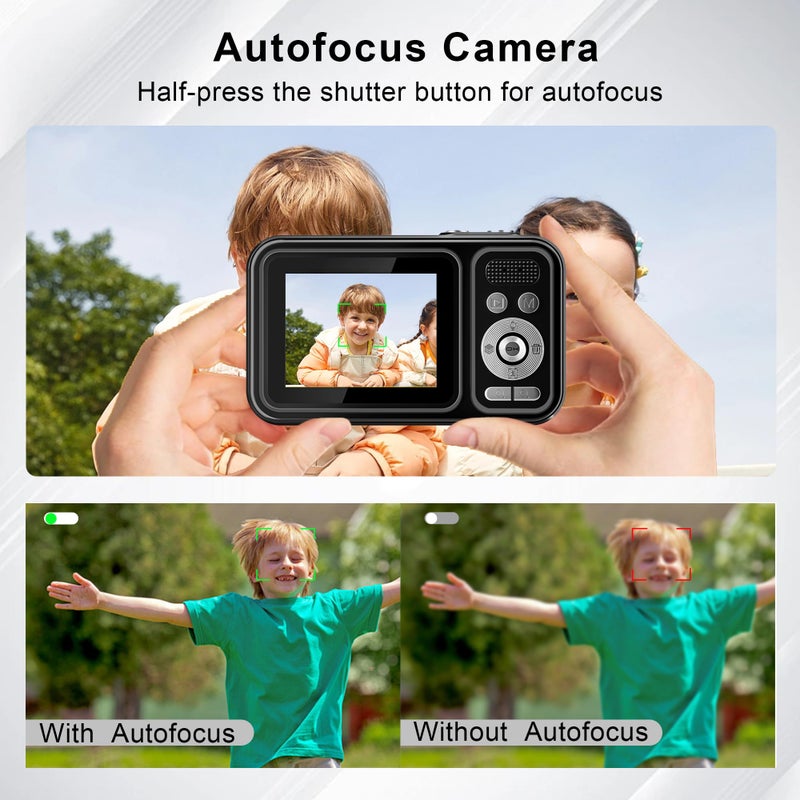 JVSCAM Digital Camera, Autofocus 48MP Kids Camera, FHD 1080P Point and Shoot Digital Cameras with 32GB Card, 16X Zoom Anti-Shake, Compact Camera with 1500mAh Batteries for Boys Girls Teens - Image 2