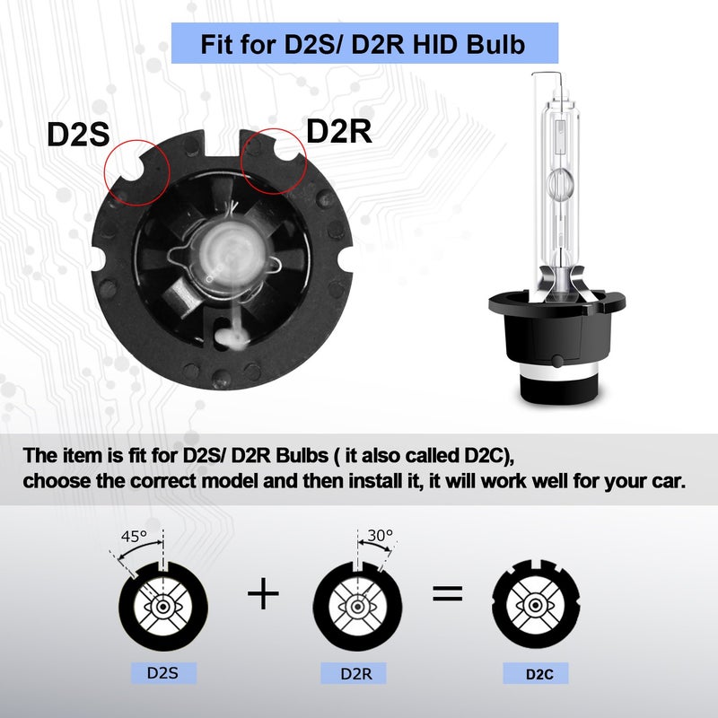 RCP - D2S6 - (A Pair) D2S/ D2R 6000K Xenon HID Replacement Bulb Diamond White Metal Stents Base 12V Car Lamps Head Lights 35W - Image 4