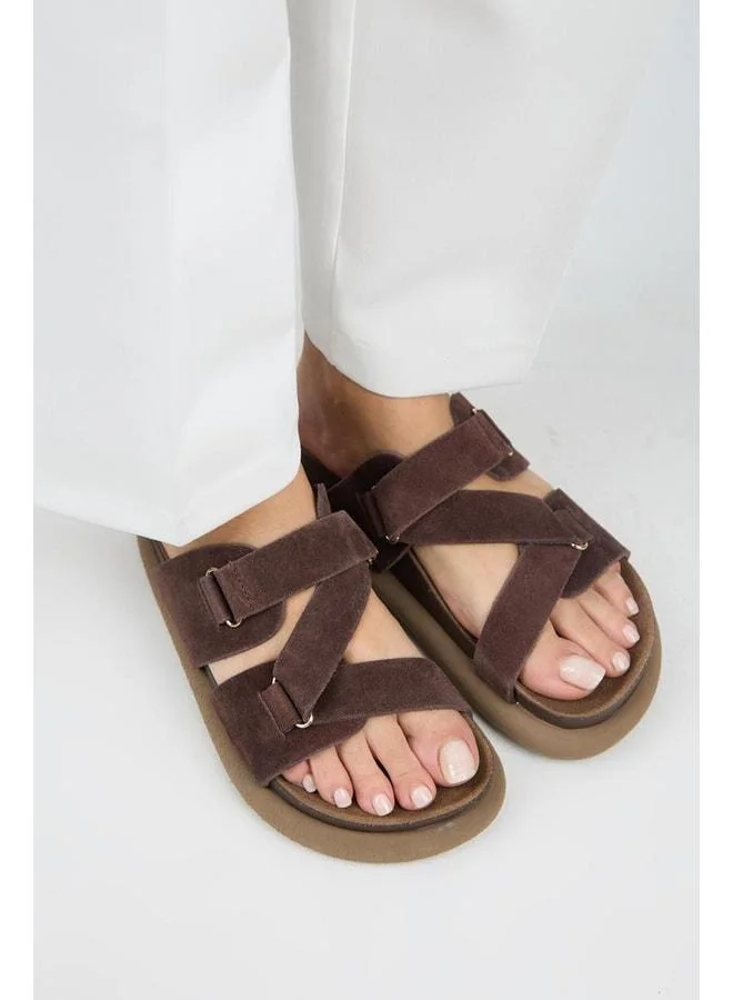 Manijero  Tulipan Women's Genuine Leather Strap Light Coffee Sandal. for Women | Best Price UAE