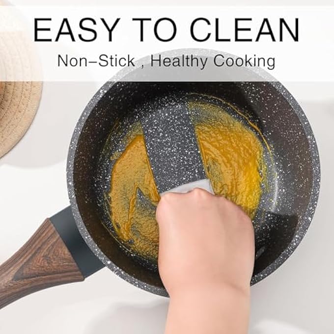 Wellhouse 16Cm Nonstick Saucepan With Lid Induction Small Granite Saucepan Saute Pan Sauce Pot Small Cooking Pot For Electric Gas  Induction Hobs - Image 4