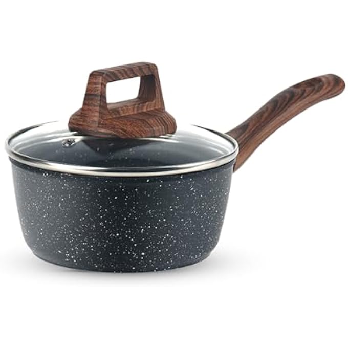 Wellhouse 16Cm Nonstick Saucepan With Lid Induction Small Granite Saucepan Saute Pan Sauce Pot Small Cooking Pot For Electric Gas  Induction Hobs - Image 1