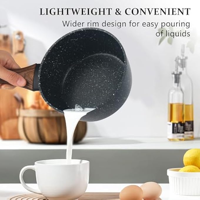 Wellhouse 16Cm Nonstick Saucepan With Lid Induction Small Granite Saucepan Saute Pan Sauce Pot Small Cooking Pot For Electric Gas  Induction Hobs - Image 5