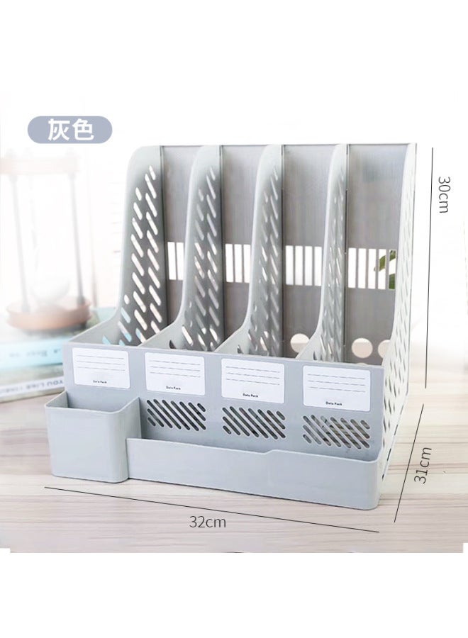 HELPS Morandi Desktop File Holder Student Plastic Storage Box Three-dimensional Thickened Four-piece Storage Rack Office Supplies - Image 1