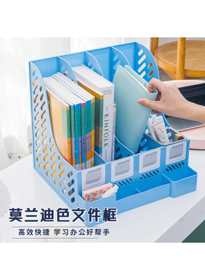 HELPS Morandi Desktop File Holder Student Plastic Storage Box Three-dimensional Thickened Four-piece Storage Rack Office Supplies - Image 4