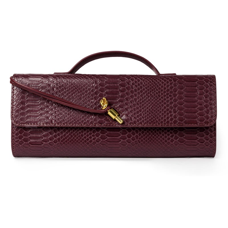 Joryin Evening Bag for Women Evening Clutch Crocodile Purse Crossbody Bag Shoulder Bag Top Handle Handbag Formal Evening Purse, Wine - Image 1