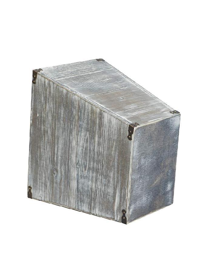 VERGOODR Gray Farmhouse Style Torched Wood Square Waste Bin with Decorative Metal Brackets Trash Can for Bedroom,Living Room, Bathroom & Office - Image 1