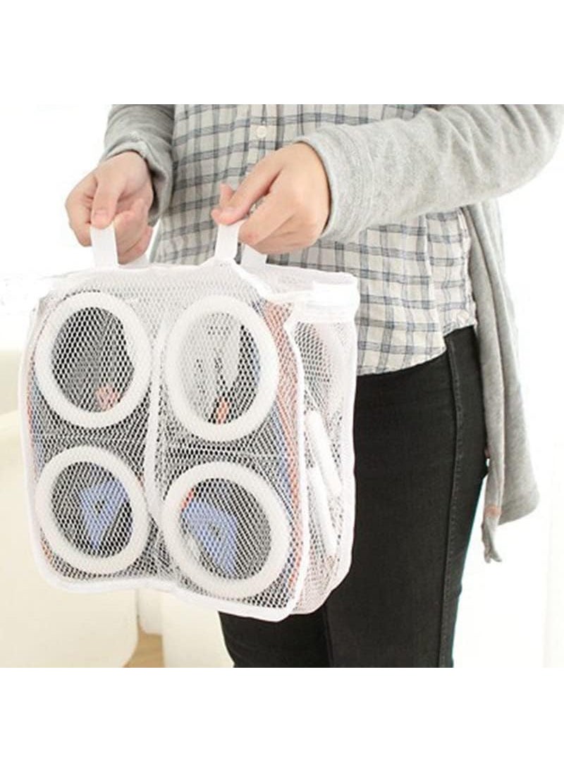 SGMSC SGMSC Foldable Shoes Sneakers Laundry Washing Bags for Washing Machine Fits Sneaker up to Size 9 Double Layer 1 piece  - Image 2