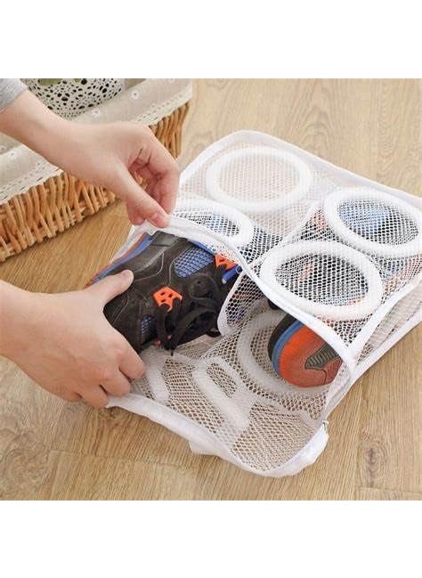 SGMSC SGMSC Foldable Shoes Sneakers Laundry Washing Bags for Washing Machine Fits Sneaker up to Size 9 Double Layer 1 piece  - Image 4