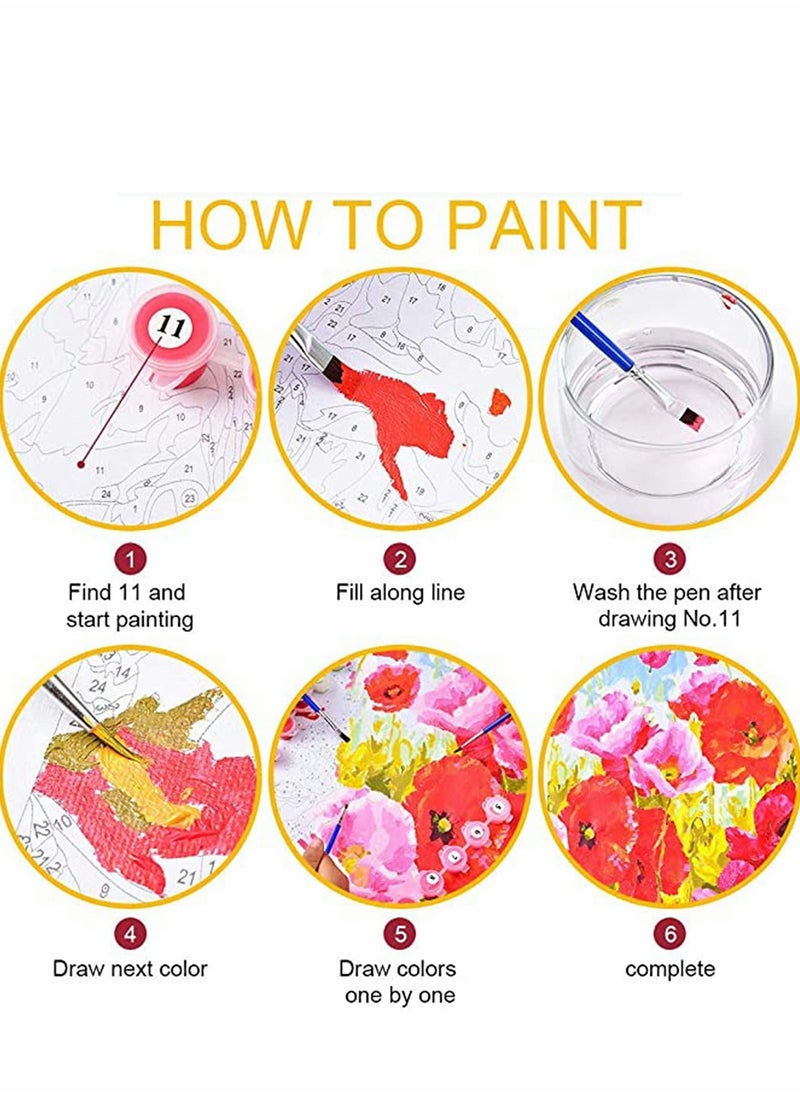 SYOSI DIY Flower Girl Paint by Numbers Kits, DIY Gift Oil Painting for Kids, Students, Adults Beginner with Brushes and Acrylic Pigment - Pretty Women Portrait Picture 16x20 inch(Without Frame)  - Image 5