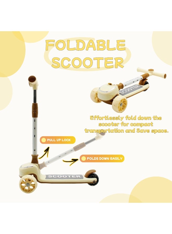 EASY FUTURE Scooters for Kids with Foldable & Height Adjustable Handle Kick Scooter with LED PU Wheels & Rear Brake & Music Kids Scooter for 3 to 8 Years Including Protective Gear Set - Image 4