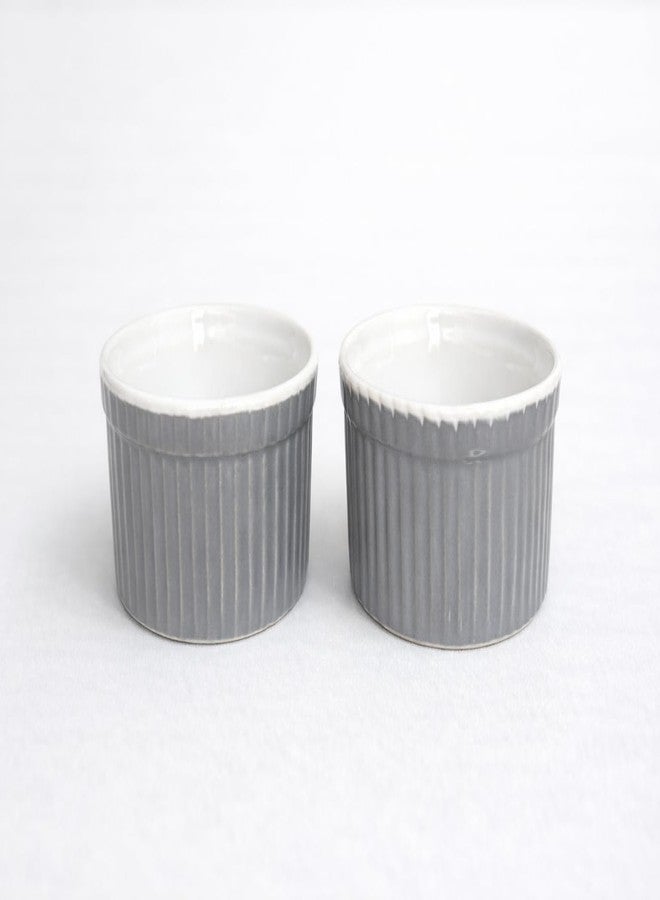 Mirakii Ceramic Grey 150 ml Ramekins Bowl Set of 2, for Snacks, Kitchen Decoration,Sauce/Chutney, Cup Cake, Dessert, Souffle (2) - Image 1