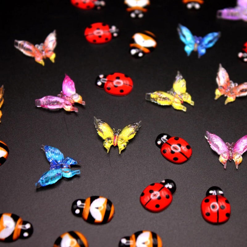 Peachcor Miniature Micro Resin Ladybug Butterfly Bee set, Dollhouse Miniature Flatback Cabochon Bugs, for Spring Fairy Garden, Terrarium, Scrapbook, Nail Art, Mini Micro Landscaping Decoration (32 PCS) - Image 5