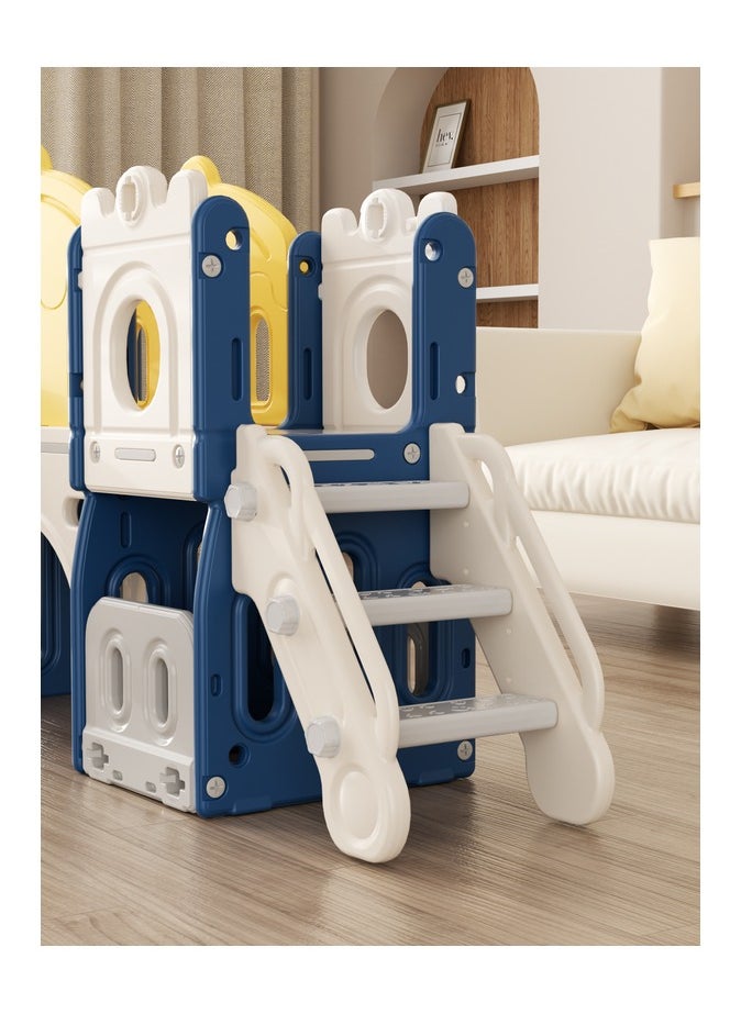 FULL JOY - Tower-Shaped Slide And Swing With Bridge + Ball Frame And Basketball + Walkway (Unenclosed) - Image 1