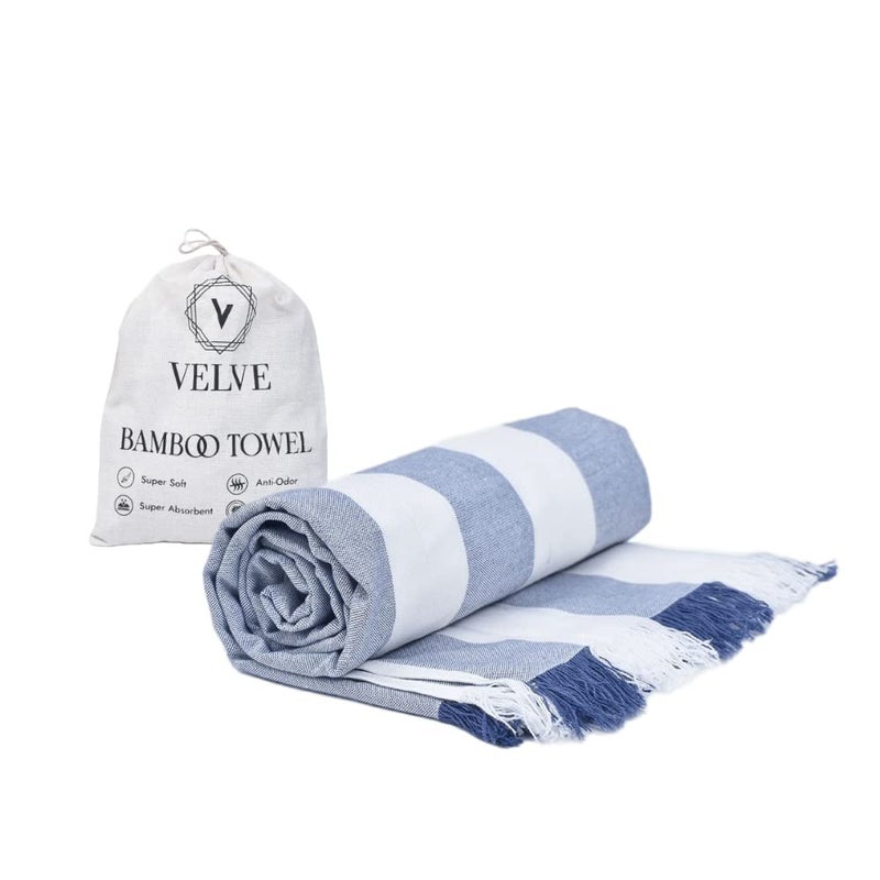 Velve Bath Towel100 Bamboo10 Days No Wash TowelDyed Using Certified NonToxic ColorsUltra SoftAbsorbentLight WeightQuick DryTowel For BathTravelYogaGymBeachRoyal Blue250 TC