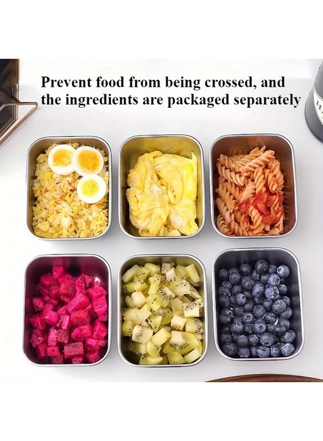 10 حاوية طعام من الفولاذ المقاوم للصدأ، صناديق حفظ طعام مطبخ محكمة الإغلاق - Image 3