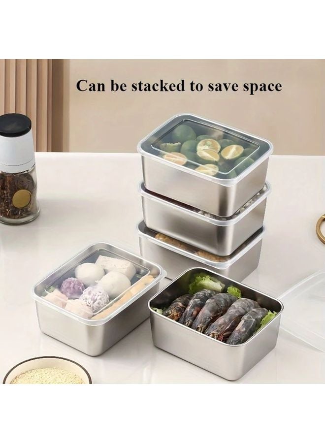 10 حاوية طعام من الفولاذ المقاوم للصدأ، صناديق حفظ طعام مطبخ محكمة الإغلاق - Image 4