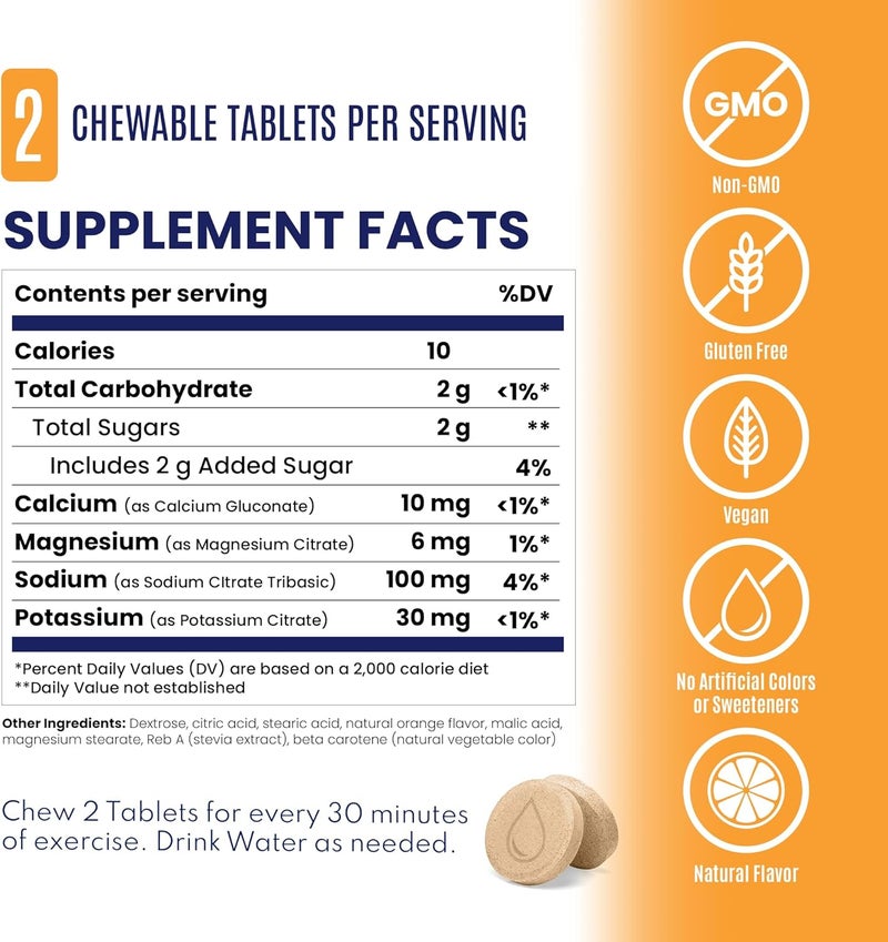 SaltStick Electrolyte FastChews  60 Orange Chewable Electrolyte Tablets  Salt Tablets for Runners Sports Nutrition Electrolyte Chews  60 Count Bottle - Image 5