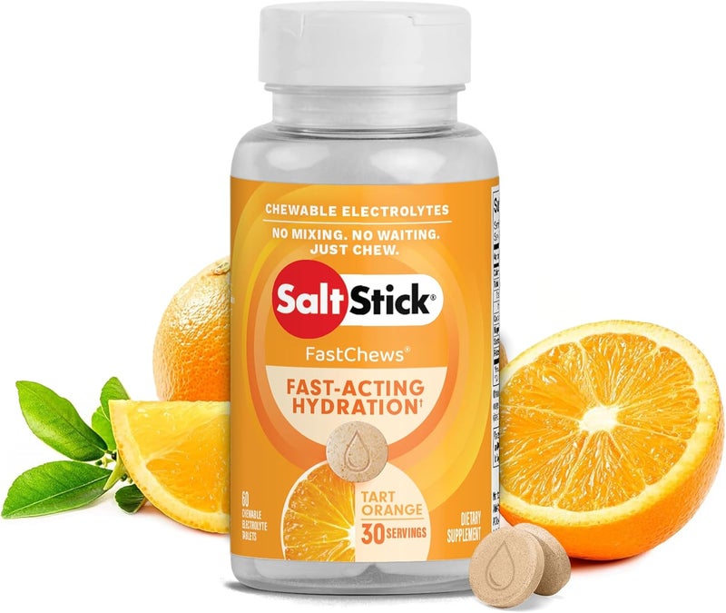 SaltStick Electrolyte FastChews  60 Orange Chewable Electrolyte Tablets  Salt Tablets for Runners Sports Nutrition Electrolyte Chews  60 Count Bottle - Image 1