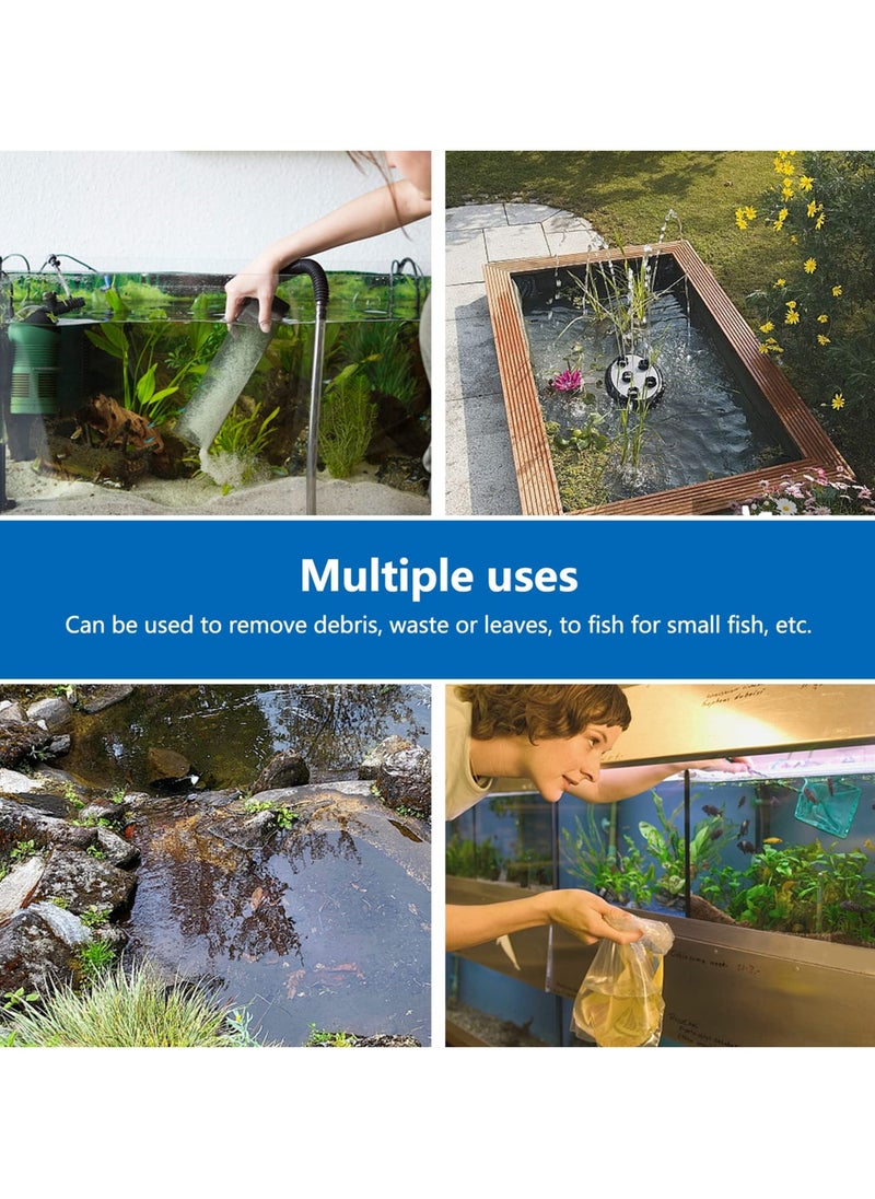 Telescopic Aquarium Fish Net 5 Inch Nylon Fine Mesh Net with Extendable 19.5-42.5cm Long Handle for Fish Tanks and Pools 8x10cm Net Size