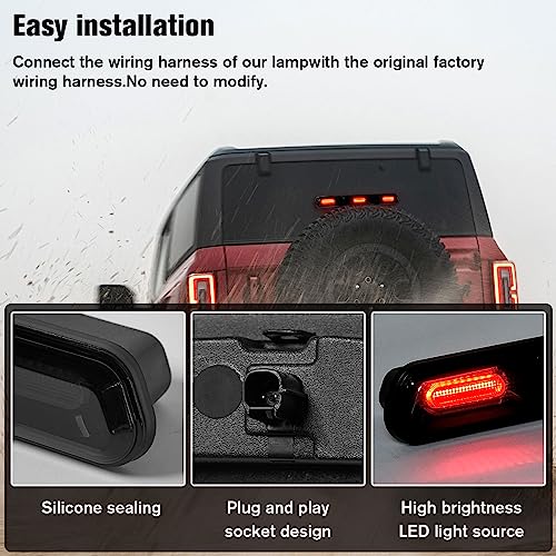 LitMiRaCle LED Third Brake Light Replacement for Ford Bronco 2021 2022 2023, Raptor-Style High Mount Stop Light 3rd Brake Lamp(Not Fit for Ford Bronco Raptor) - Image 4